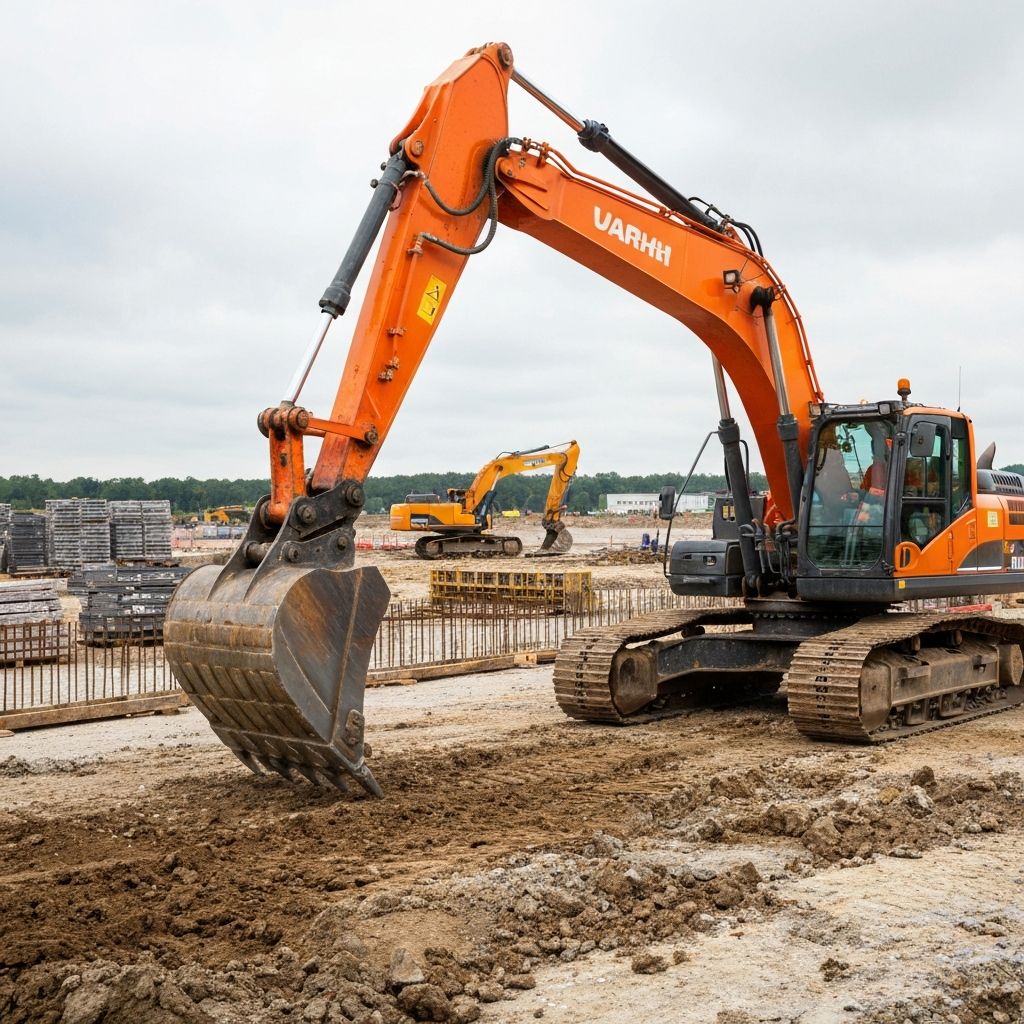 Excavator performing earthmoving works in Adelaide